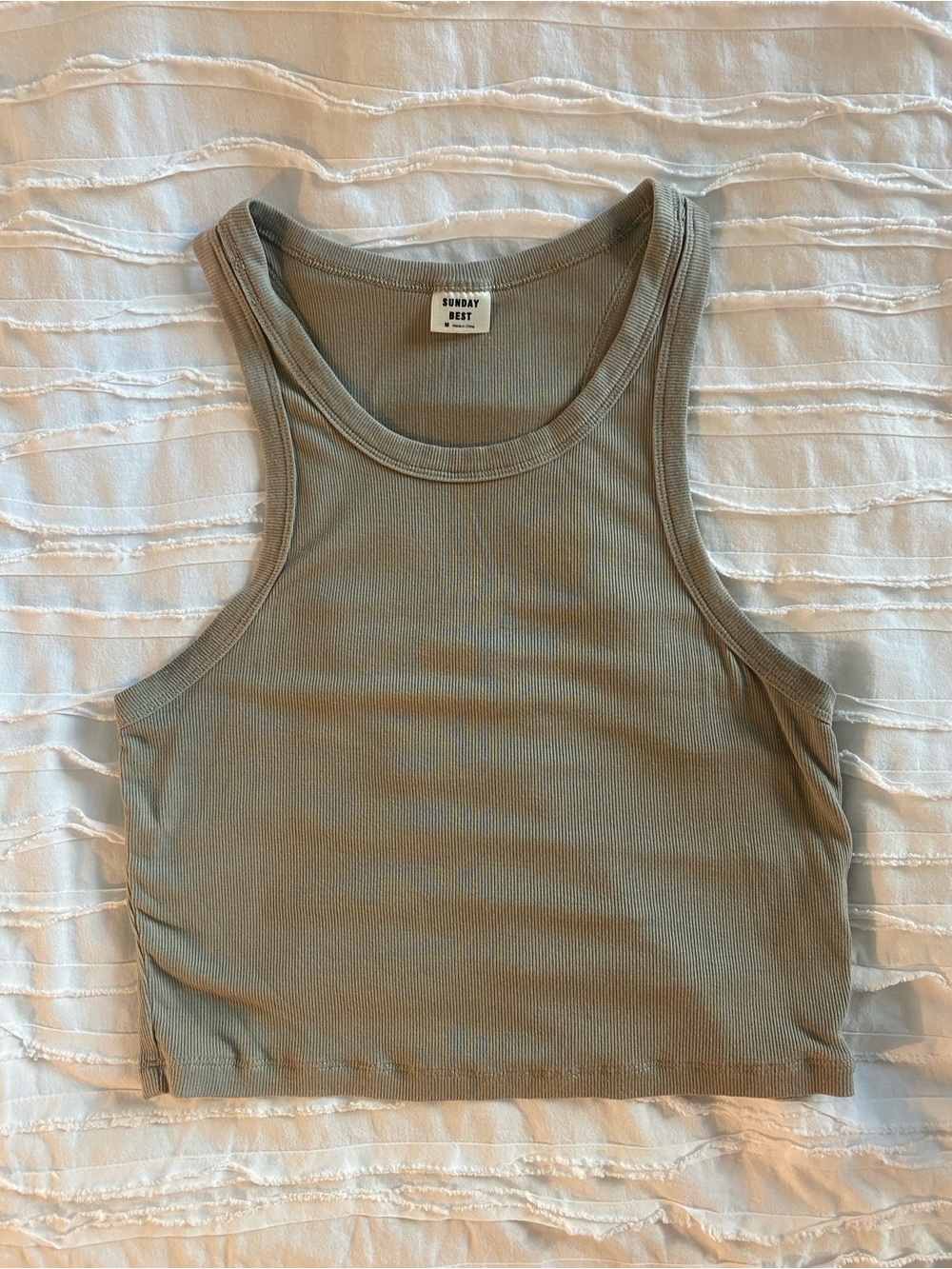 ARITZIA Sunday Best Olive Rib Tank Top Women's Crop Tank Medium